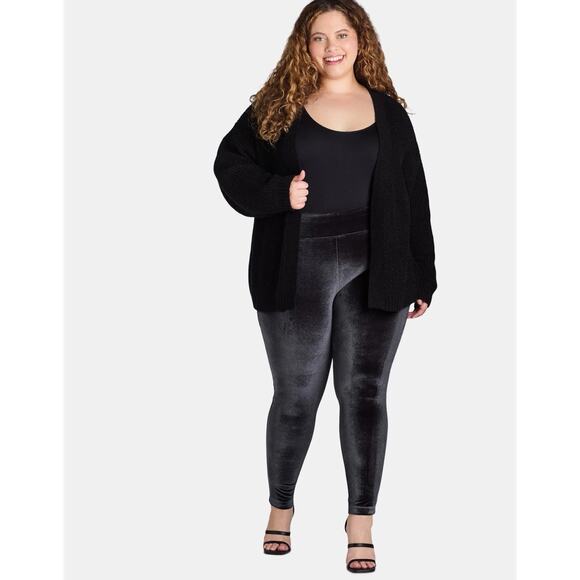 Terra & Sky Velvet Legging Pants 3X Blue NWT Soft Stretch 24-26W - Picture 1 of 7